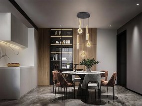 Lustra LED suspendata design modern Essenza negru, auriu