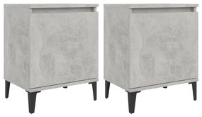 805842 vidaXL Noptiere cu picioare metalice, gri beton, 40x30x50 cm