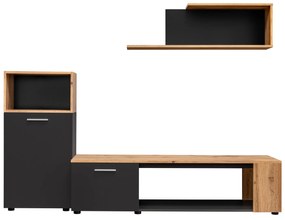 Mobilier living Mantes ZWT1 (negru mat + stejar wotan). 1097673