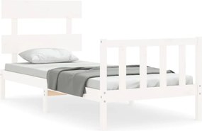 vidaXL Cadru pat fără saltea, alb, 100x200 cm, lemn masiv pin