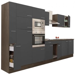 Mobilă de bucătărie Yorki 360, corp din stejar Yorki, cu față antracit satinat