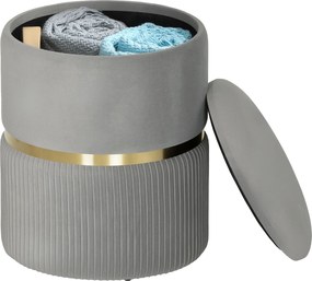 HOMCOM Taburet rotund de depozitare, Taburet tapițat cu catifea și capac detașabil, șezut căptușit și spațiu de depozitare ascuns, Gri deschis | Aosom Romania