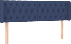 vidaXL Tăblie de pat cu aripioare, albastru, 147x16x78/88 cm textil