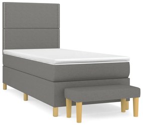 3137030 vidaXL Pat box spring cu saltea, gri închis, 80x200 cm, textil