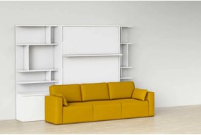 Pat rabatabil dublu cu somiera si 3 locuri si 2 biblioteci - ROYAL COMBI BOOKCASE SET (150X200) (Culoare tapiterie stofa canapea: Ketor 9 (Albastru),