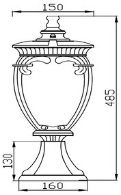 Stalp de exterior protectie IP44, Fleur H-48,5cm, bronz antic