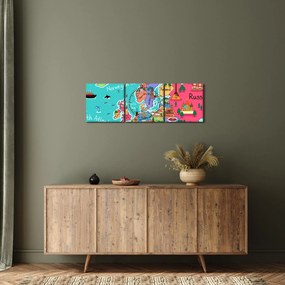 Tablou - Harta Europei pentru copii (cu ceas) (90x30 cm)