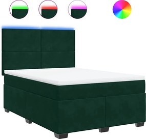 vidaXL Pat box spring cu saltea, verde închis, 160x200 cm, catifea