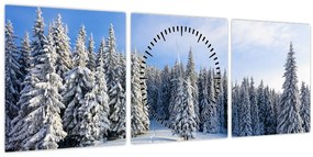 Tablou - Iarna in pădure (cu ceas) (90x30 cm)