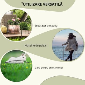 Outsunny Set Gard de Grădină cu 5 Panouri și Șnururi de Fixare, 305x62 cm, Negru | Aosom Romania