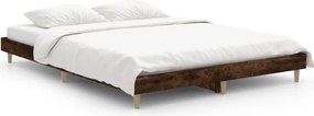 vidaXL Cadru de pat, stejar afumat, 135x190 cm, lemn prelucrat