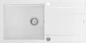 Chiuveta compozit incastrata Quadron Unique Evan 146 XL alb - inox 100x50 cm