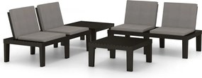 vidaXL Set mobilier de grădină cu perne, 4 piese, gri, plastic