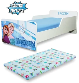 Pat fetite Start Frozen 2-8 ani, cu saltea 140x70 cu lana  PC-P-MOK-FRZ-70