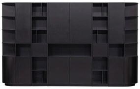 Bibliotecă modulară neagră din lemn masiv de pin 346x210 cm Finca – WOOOD