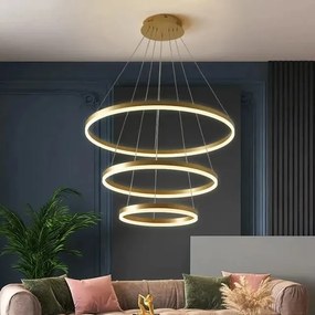 Lustra LED Cu Telecomanda, 3 cercuri Gold