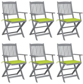 vidaXL Scaune pliante de exterior cu perne 6 buc. lemn masiv de acacia