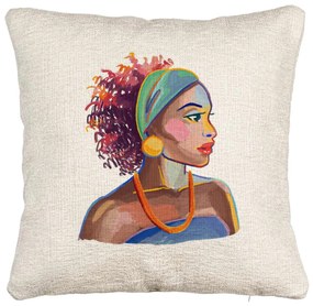 Perna Decorativa Canapea, Model Golden African, 40x40 cm, Cu fermoar