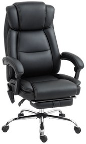 HOMCOM Fotoliu de birou cu masaj și încălzire scaun de birou cu înălțime reglabilă spătar înclinabil 67x72x111-119cm negru | Aosom Romania