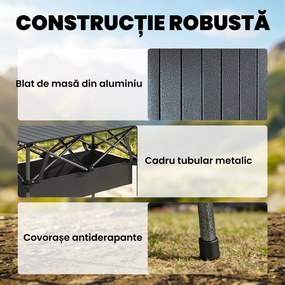 Masă de Picnic Pliabilă și Portabilă Outsunny cu Plasă de Depozitare și Geantă pentru Transport, pentru Camping și Exterior, Negru | Aosom Romania