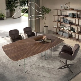 Masa dining design LUX Glass and Walnut 220x110cm