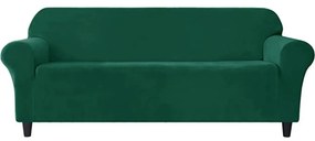 Husa elastica din catifea, canapea 3 locuri, cu brate, verde, HCCJ3-07