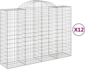 vidaXL Coșuri gabion arcuite 12 buc, 200x50x140/160cm, fier galvanizat