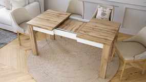 Mazzoni FONTE Stejar Wotan / Alb Mat - MASĂ CLASICĂ DE BUCĂTĂRIE/LIVING EXTENSIBILĂ PÂNĂ LA 130 sau 155 cm!