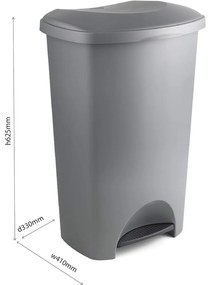 Coș de gunoi negru cu pedală din plastic 50 l – Addis