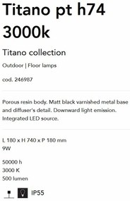 Stalp de exterior cu protectie IP55 Titano pt h74 3000k