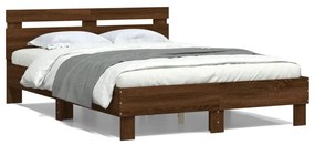 3207580 vidaXL Cadru de pat cu tăblie și LED, stejar maro, 120x190 cm