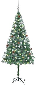 vidaXL Brad Crăciun artificial pre-iluminat globuri/conuri pin 180 cm