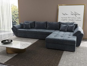 Colțar extensibil dumonde cu ladă de depozitare si sezut confortabil din spuma high-density, Loana XL Euphoria Grafit II 335x185 cm