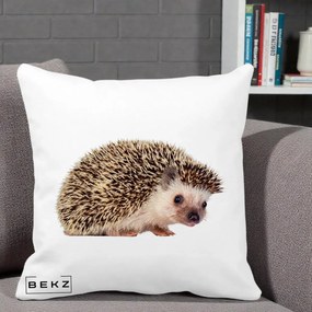Perna Decorativa Arici Fotorealist, 40x40 cm, Alba Mata, Husa Detasabila, Perna Inclusa, BEKZ®