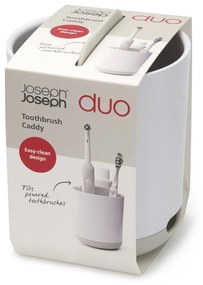 Suport pentru periuțe de dinți alb din plastic Duo - Joseph Joseph