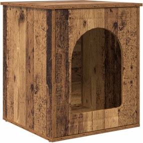 vidaXL Casa pentru pisici Lemn vechi 53 x 52 x 62 cm Lemn compozit