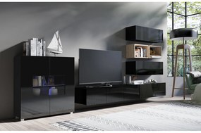 Mobilier living Calabria C28 BLACK (Negru + Stejar artisan) (fără iluminat). 1051567