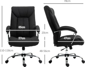 Vinsetto Fotoliu de birou, scaun de birou ergonomic, înălțime reglabilă, spătar înalt, funcție de înclinare, 65x78x118cm, negru | Aosom Romania