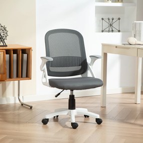 HOMCOM Scaun mesh respirabil, scaun rotativ ergonomic cu brațe rabatabile și suport lombar, gri | Aosom Romania