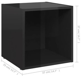 Comoda TV, negru extralucios, 37x35x37 cm, PAL 1, negru foarte lucios