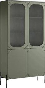 Vitrină cu patru uși Sonatia 100 cm - verde măsliniu