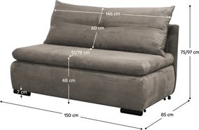 Fotoliu extensibil, gri-bej Taupe, KENY 2R