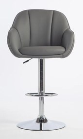 HR2055W Scaun Gri din Piele Ecologica cu Bază Cromata