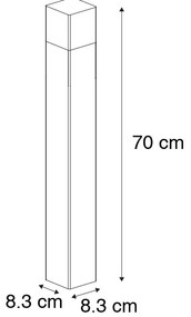 Lampă de exterior cu picior neagră 70 cm IP44 cu sticlă fumuriu - Danemarca
