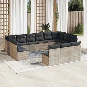 vidaXL Set canapele de grădină cu perne, 13piese gri deschis poliratan