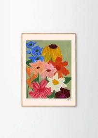 Poster 50x70 cm Flowers on Sage Green – Carla Llanos – The Poster Club