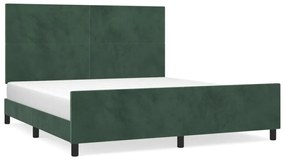 3125644 vidaXL Cadru de pat cu tăblie, verde închis, 160x200 cm, catifea