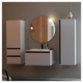 Dulap inalt suspendat cu usa si sertare KolpaSan Pandora mdf alb 130x45 cm