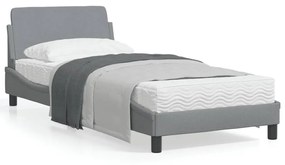 373105 vidaXL Cadru de pat cu tăblie, gri deschis, 90x200 cm, textil