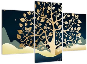 Tablou cu copac auriu (90x60 cm)